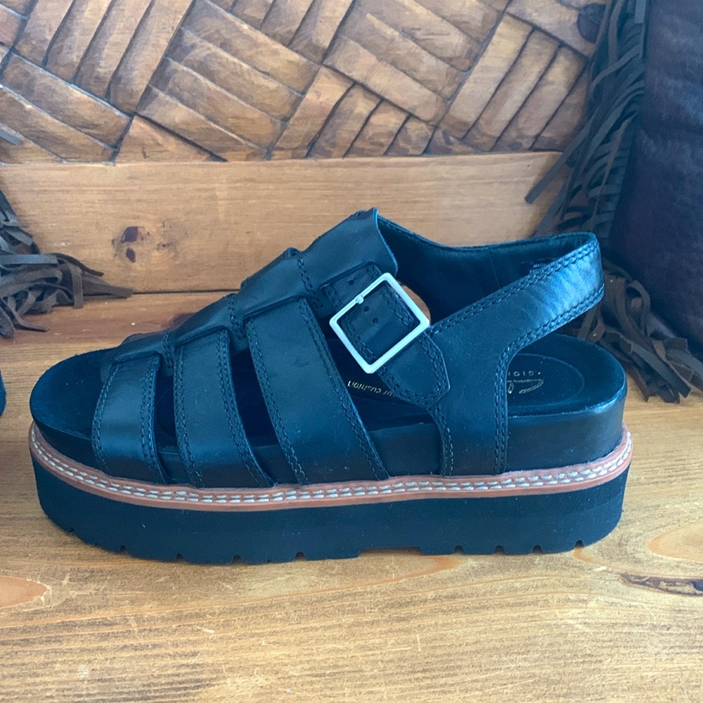 NEW Clarks Orianna Twist Black Chunky Platform Sandals Size 6.5 - Picture 4 of 5